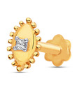 G Divas Single Diamond Studded Marquise 18Kt Yellow Gold Nosepin
