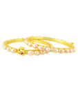 Jpearls Oval Pink Pearls Bangles  - Set Of 2