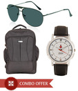 Zion Stylish Watch Backpack & Sunglasses Combo