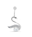 Revlis Silver & CZ Pleasing Swan Belly Stud