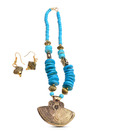Kiya Abstract Motif Blue & Golden Necklace Set