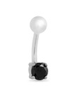 Revlis Round Black CZ Silver Belly Stud