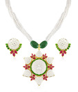Jpearls Button Pearls Floral Necklace Set