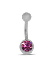 Revlis Pretty Pink CZ Drop Silver Belly Stud
