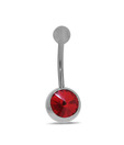 Revlis Ravishing Red CZ Studded Silver Belly Stud
