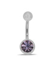 Revlis Pretty Purple CZ Studded Silver Belly Stud