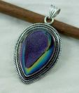 Sizzling Silver Handcrafted Coated Drusy Drop Pendant