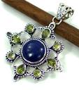 Sizzling Silver Lapis Lazuli and Peridot Pendant