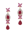 Styleos Long Pink & Red Chandelier Earrings