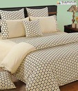 Swayam Cream & Black Circular Print Bed Sheet Set