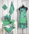 Swayam Green Floral Print Kitchen Linen Set