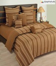 Swayam Brown & Beige Striped Bed Sheet Set
