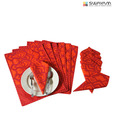 Swayam Red Printed Dining Mat & Napkin Set