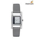 Fastrack Deep Silver Leather Strap Watch