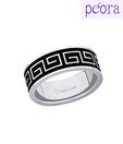 Peora Striking Black & Silver Titanium Ring