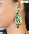 Kriaa Dark Green Daffodils Earrings