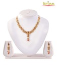 Kriaa Brown Beaded Heart Necklace Set