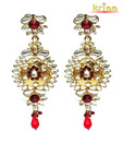 Kriaa Alluring Maroon & Golden Earrings