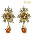 Kriaa Dazzling Golden & Orange Earrings