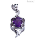 Zevrat Purple Amethyst Heart Silver Pendant