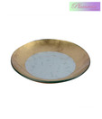 Plumeria Silver & Gold Finish Round Glass Plate