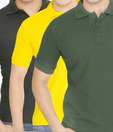 Weardo Yellow-Green-Black Pack Of 3 Polo T-Shirts