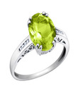 AG Light Green Stone & Diamond Ring