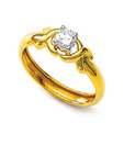 Bold Exotic Solitaire Look Gold Ring