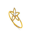 Bold Floral Solitaire Look Gold Ring