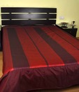 meSleep Dupioni Silk Maroon Striped Double Bed Cover