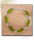 Designer Silver Inc. Modish Silver & Green Quartz Bracelet