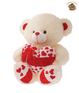 Dimpy Sitting Bear With Heart & Flower-Medium-28 cm