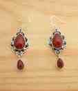 Designer Silver Exclusive Red Onyx Sterling Silver Earrings