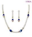 Nisa Pearls Oval Blue Beads Necklace Set