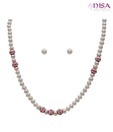 Nisa Pearls Pink Metal Beads Necklace Set