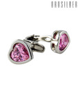 Orosilber Pink Heart Crystal Cufflinks