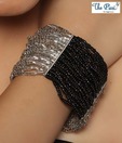 Pari Black & Silver Glass Beads Bracelet