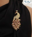 Pari Gold Enamelled Peacock Brooch