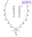 Peora Carved Floral Cluster Necklace Set