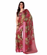 Khazana Bewitching Pink & Rama Printed Saree