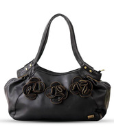 Butterflies Black Flower Embellished Handbag
