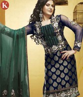 Khazana Violet Designer Wear Net Unstitched Suit Lengths