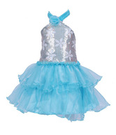 Kilkari Blue Sequin Halterneck Frill Frock