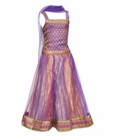 Kilkari Purple & Golden Ghagra Choli For Kids