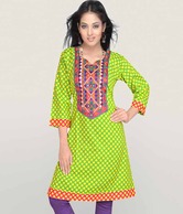 Aaneri Green Cotton Kurti