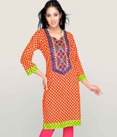 Aaneri Pink Cotton Kurti