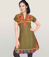 Aaneri Mehendi Green Cotton Kurti