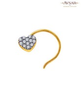 Avsar Gold & Diamond Sparkling Heart Nosering