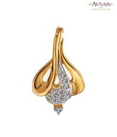 Avsar Gold & Diamond Designer Ribbon Shape Pendant with Free 3 gm Silver Coin