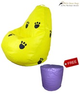 Orka Attractive Yellow & Black Paw Design Bean Bag